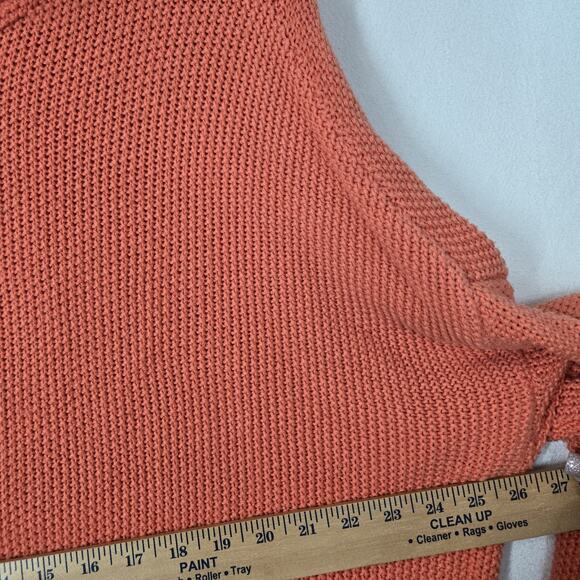 Lucky Brand Hooded Pullover Sweater Sz XL Coral Orange Knit Long Sleeve Slouchy - Picture 12 of 14